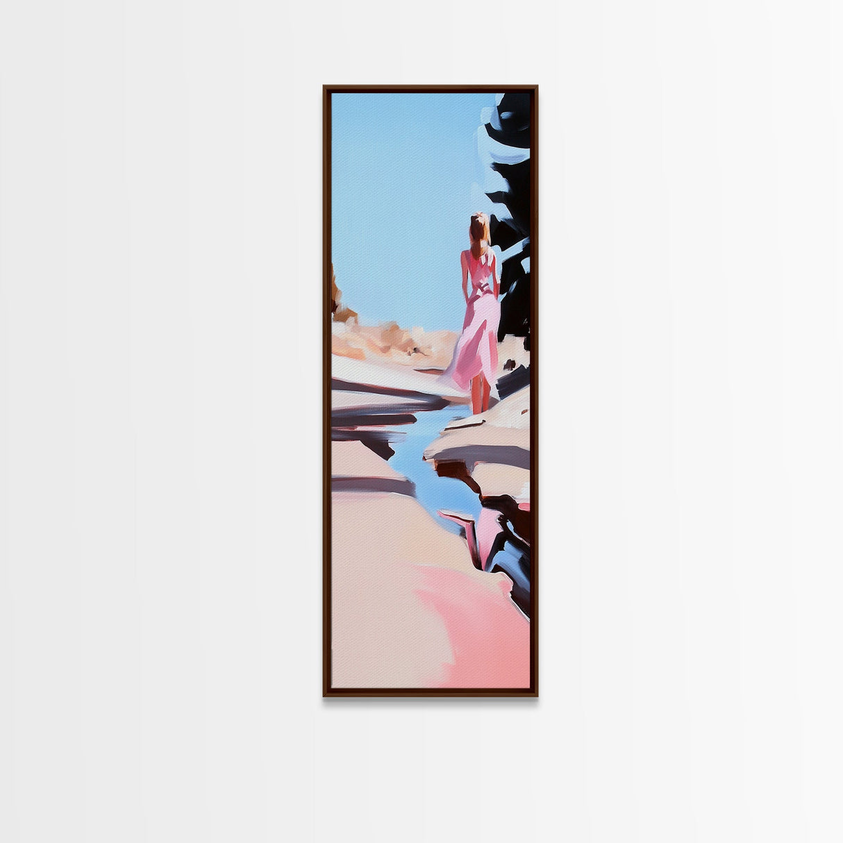 Woman, Sand Reflection, Dreamy Art, Canvas Print, Coastal Art, Minimalist Aesthetic, Soft Color Palette, Living Room Wall Art