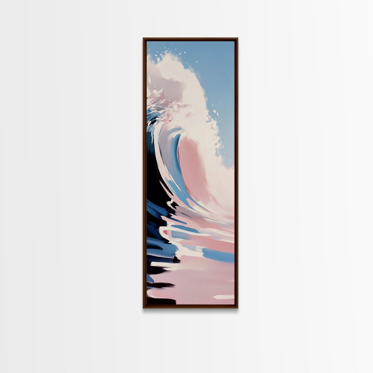Ocean Wave, Surf Art, Coastal Wall Decor, Beach Vibes, Blue and Pink Seascape, Watercolor Style, Modern Living Room Art, Canvas Print