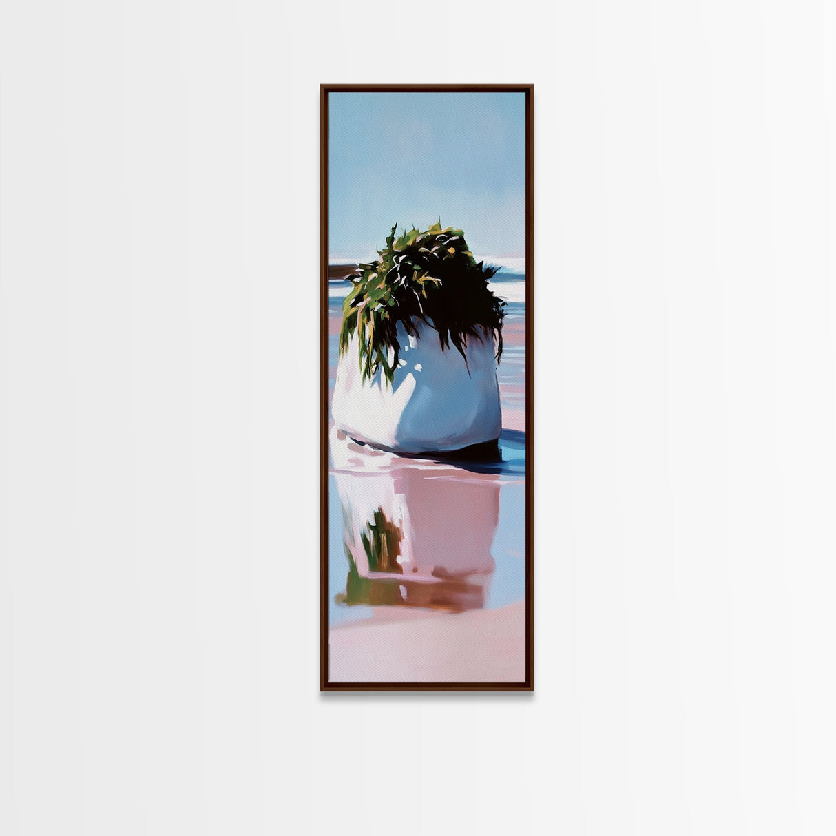 Coastal Rock, Ocean Wall Art, Minimalist Seascape, Framed Canvas Print, Abstract Beach, Contemporary Painting, Living Room Wall Art