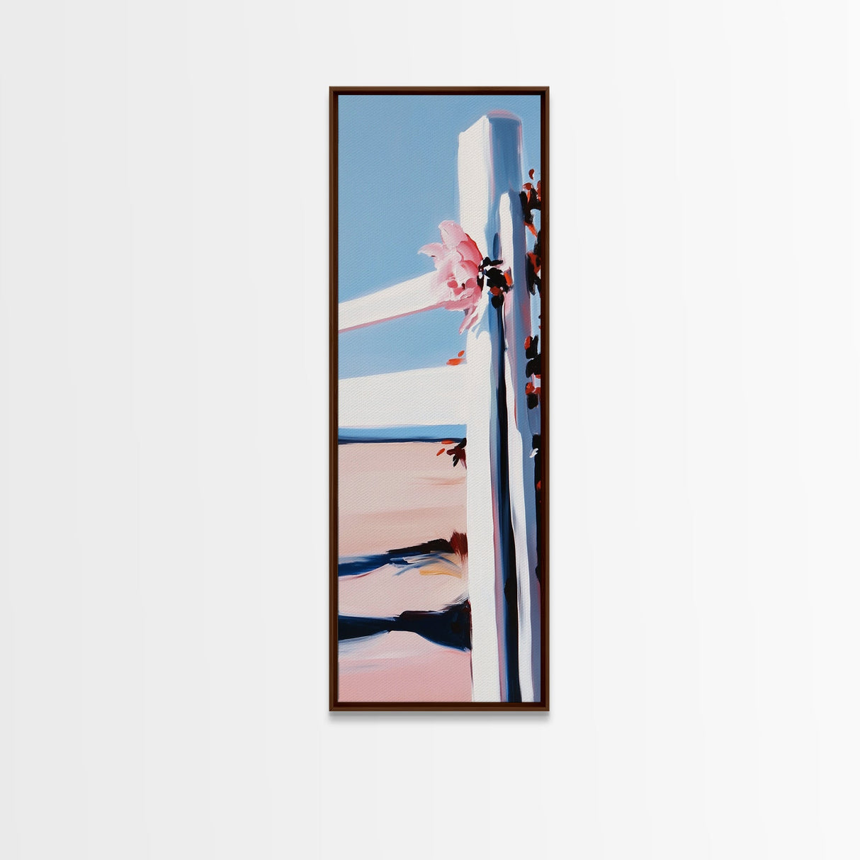 Seaside Fence, Nautical Wall Art, Coastal Home Decor, Beach Aesthetic, Framed Canvas Print, Ocean View Art, Minimalist Landscape