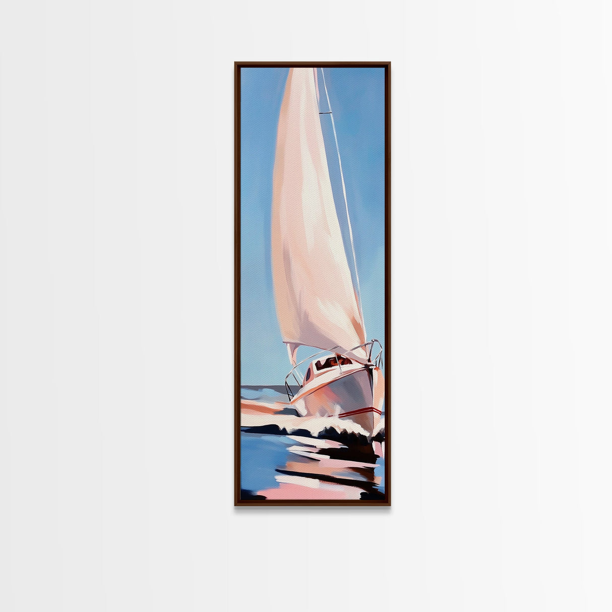 Sailing Dream, Nautical Adventure Art, Soft Pastel Seascape, Elegant Coastal Decor, Minimalist Ocean Scene, Framed Canvas Print