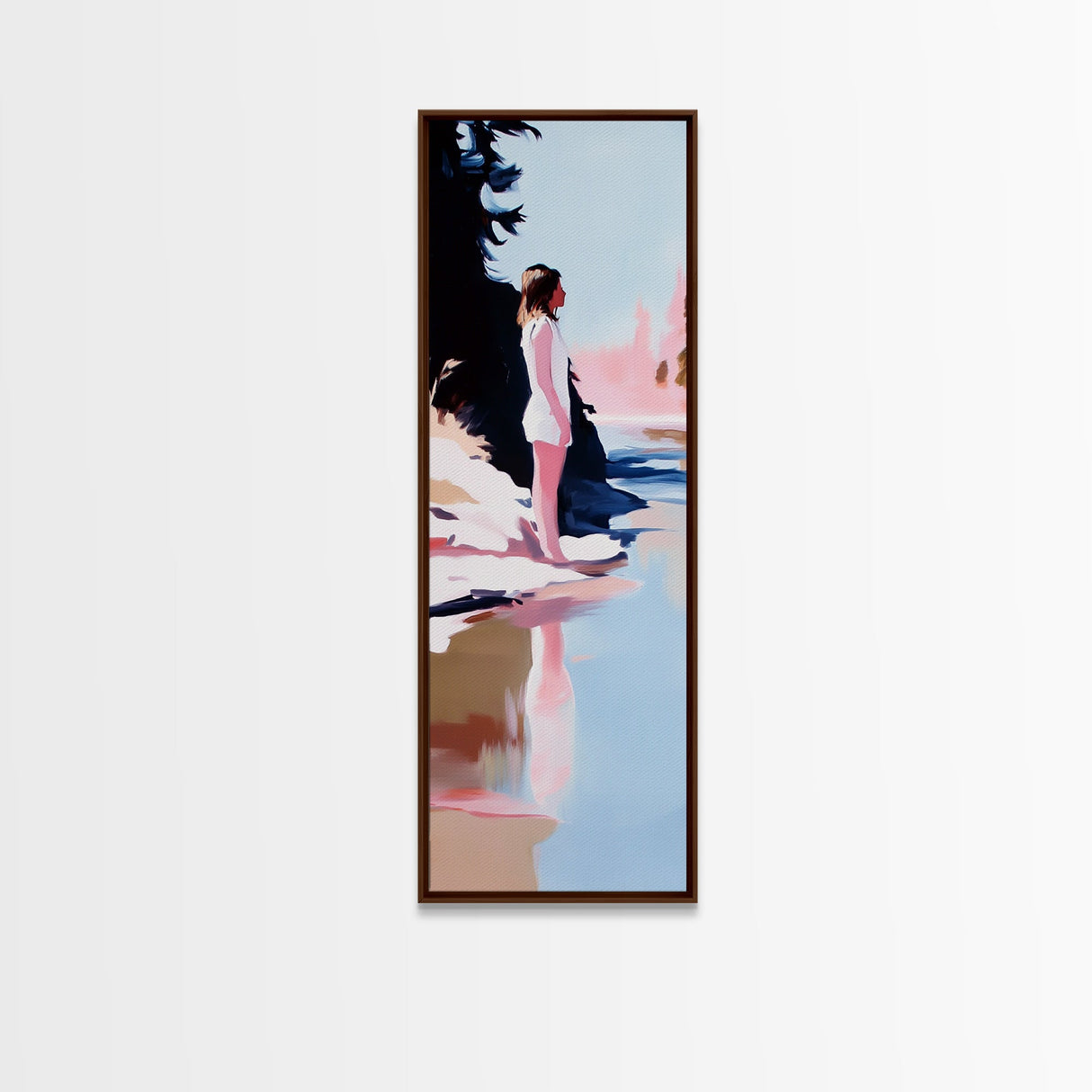 Serene Lake View, Reflection Art, Tranquil Scene, Minimalist Aesthetic, Framed Canvas Print, Nature Wall Art, Bedroom Decor, Pastel Tones