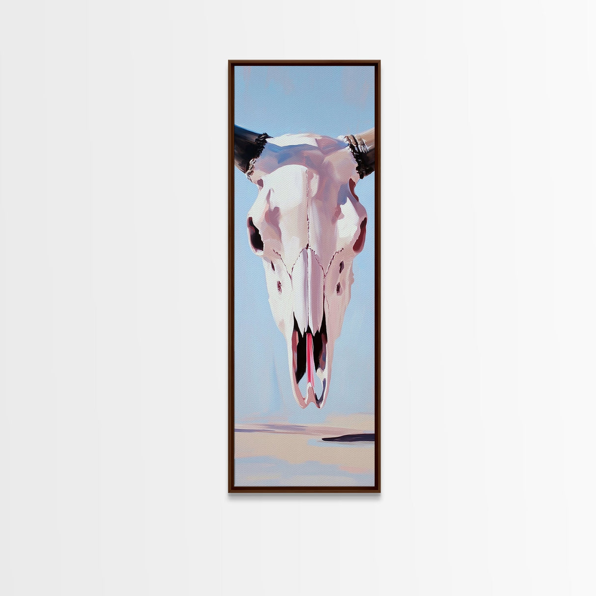 Bull Skull, Western Rustic, Desert Vibes, Framed Canvas Print, Boho Wall Art, Cowboy Aesthetic, Southwest Home Decor, Living Room Accent