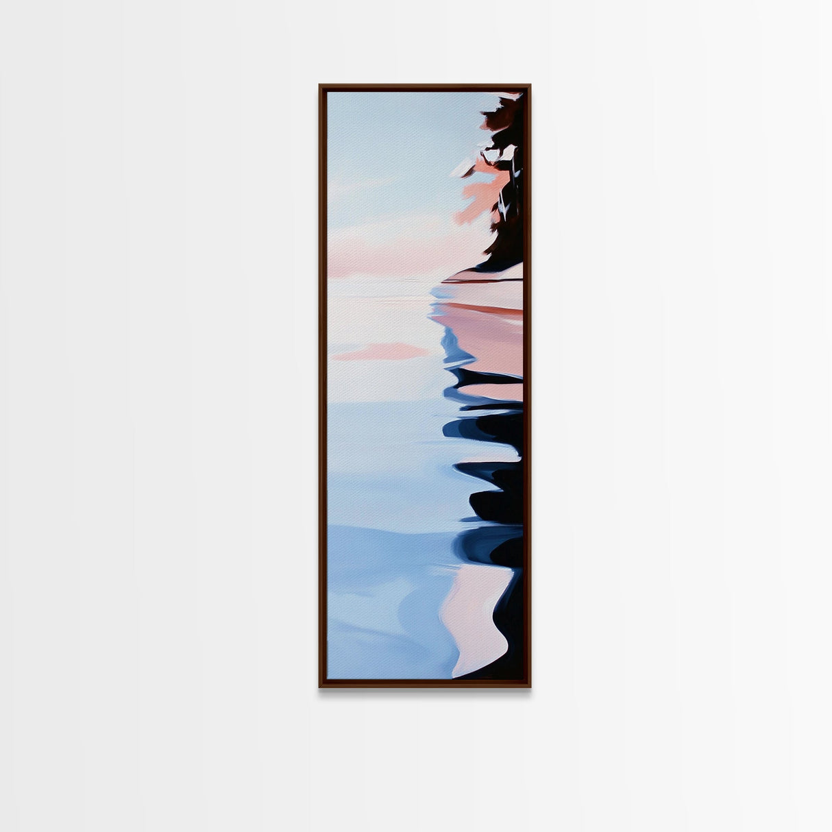 Serene Lake Reflection, minimalist art, modern landscape, abstract water painting, calming decor, bedroom wall art, framed canvas print