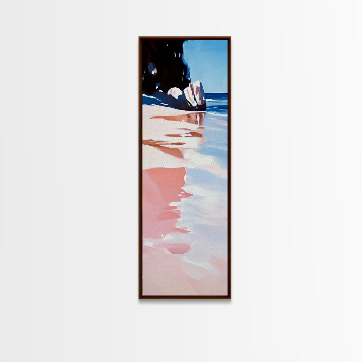 Tranquil Beach Scene, Coastal Wall Art, Pastel Ocean Print, Framed Canvas Print, Minimalist Seascape, Modern Home Decor, Bedroom Art