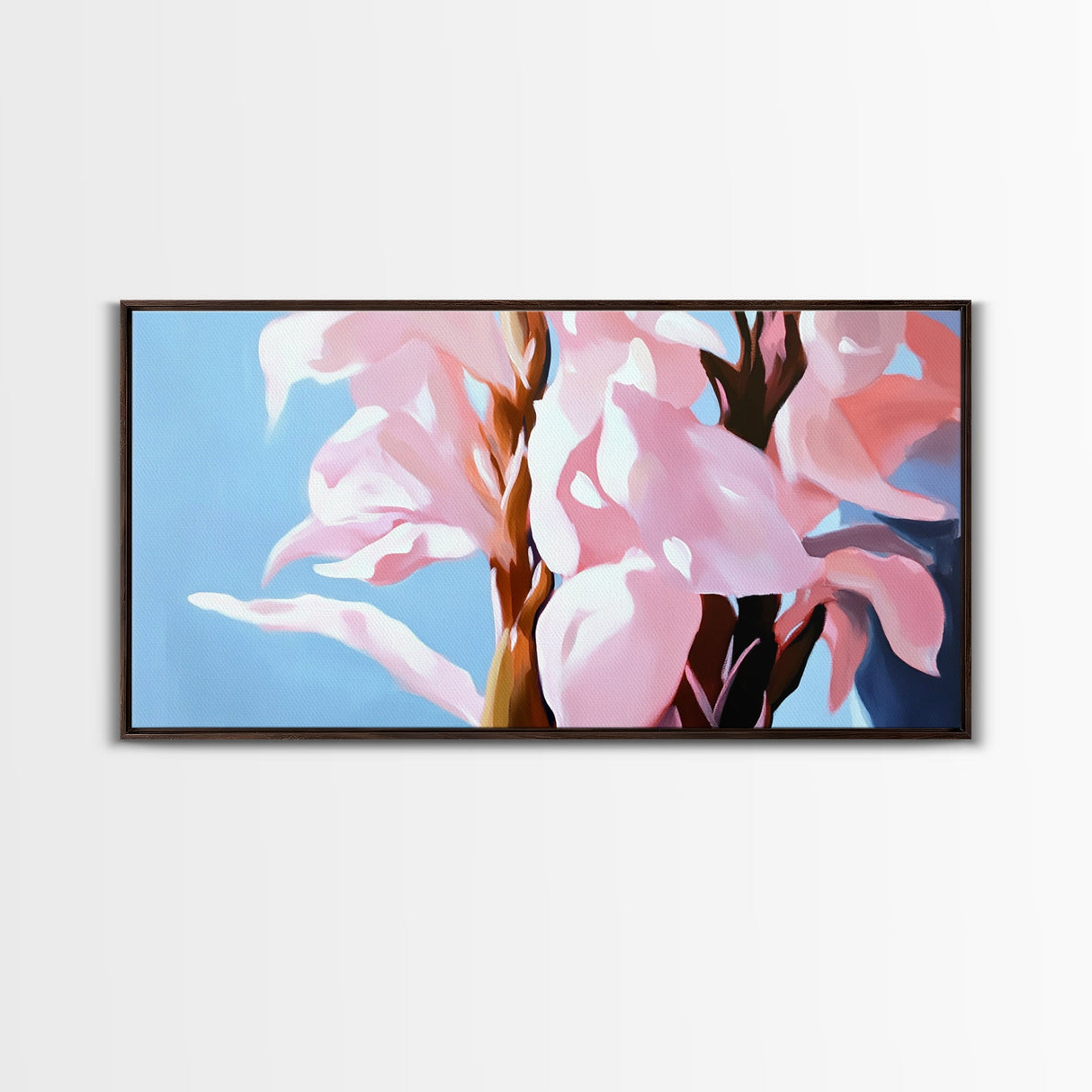 Pink Flowers, Floral Art, Nature Painting, Canvas Print, Spring Wall Decor, Botanical Artwork, Bedroom Decor, Minimalist Pastel Painting