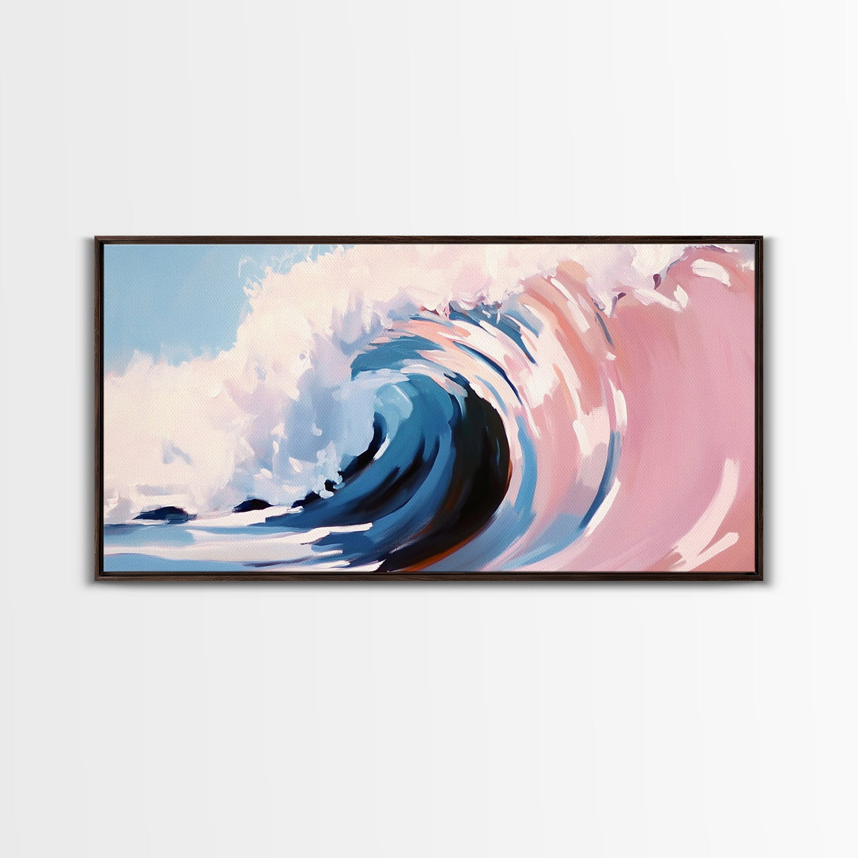 Rolling Surf, Coastal Wall Art, Wave Painting, Ocean Aesthetic, Nautical Decor, Beach House Art, Modern Abstract, Framed Canvas Print