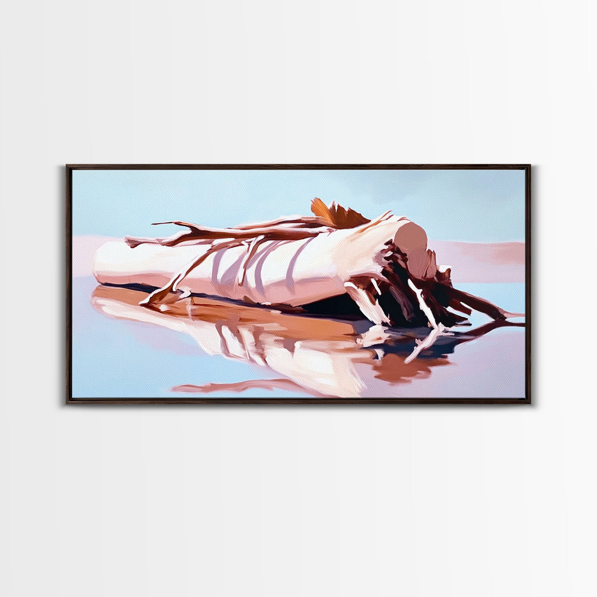 Driftwood Reflection, Coastal Wall Art, Beach House Decor, Nature-Inspired, Neutral Art, Minimalist Style, Canvas Print, Living Room