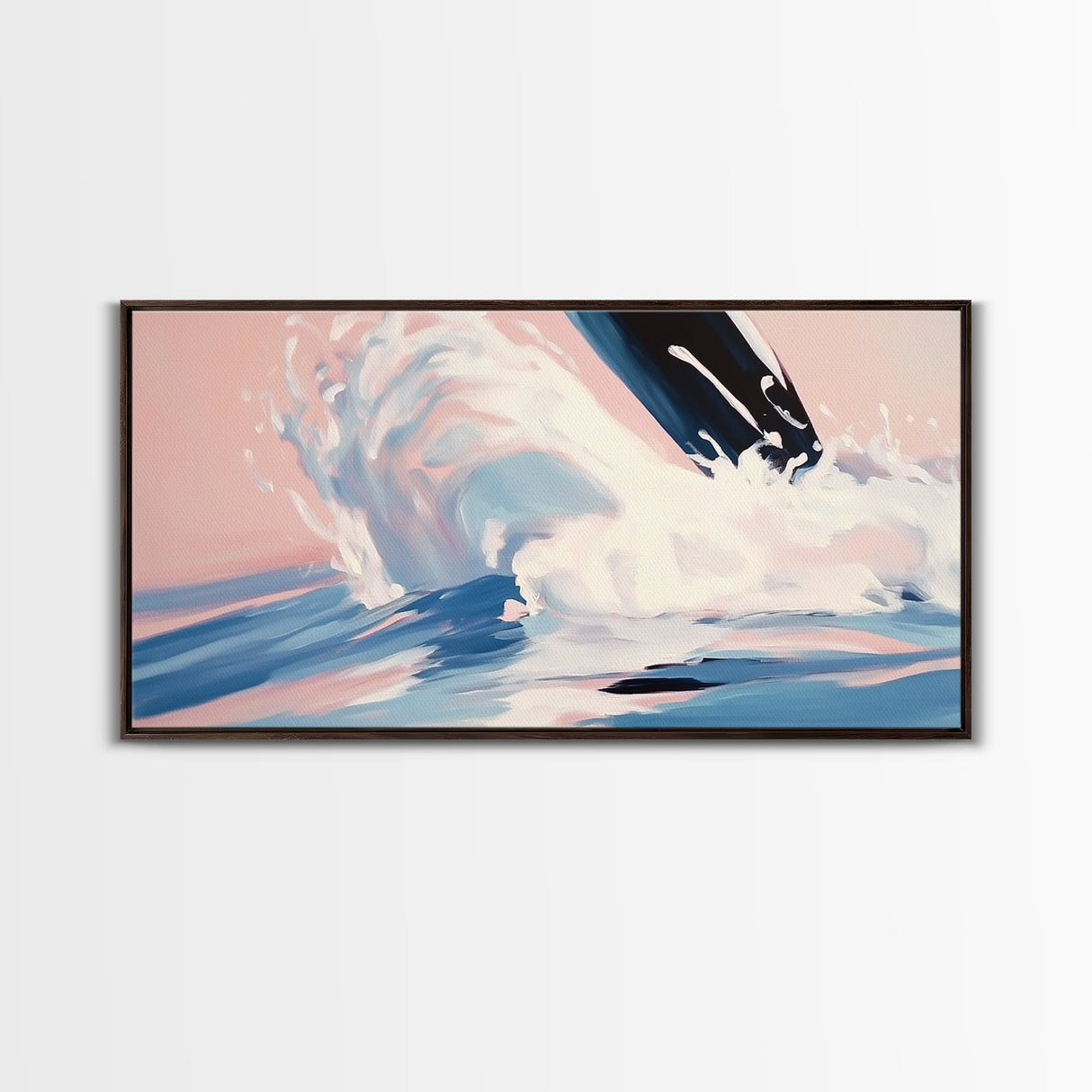 Splashing Wave, Surfer Art, Framed Canvas Print, Ocean Wall Art, Coastal Vibes, Modern Beach Decor, Nautical Artwork, Living Room Art