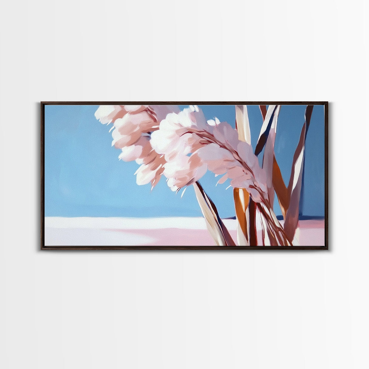 Pampas Grass, Boho, Minimalist, Framed Canvas Print, Neutral Home Decor, Nature-Inspired, Bedroom Wall Art, Coastal Chic Accent