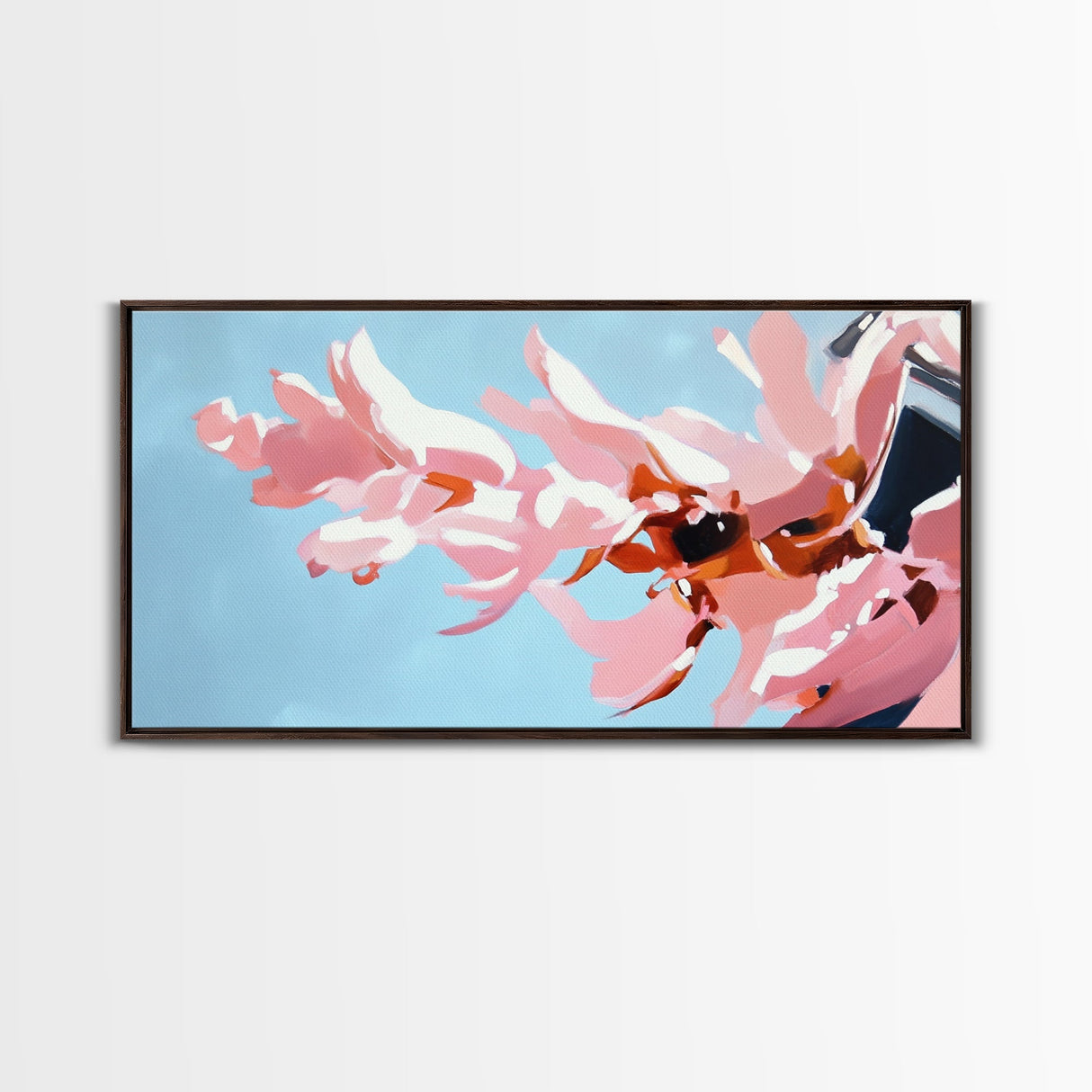 Pink Floral, Abstract Flowers, Modern Botanical, Pastel Wall Art, Minimalist Decor, Bedroom Wall Art, Framed Canvas Print, Feminine Aesthetic