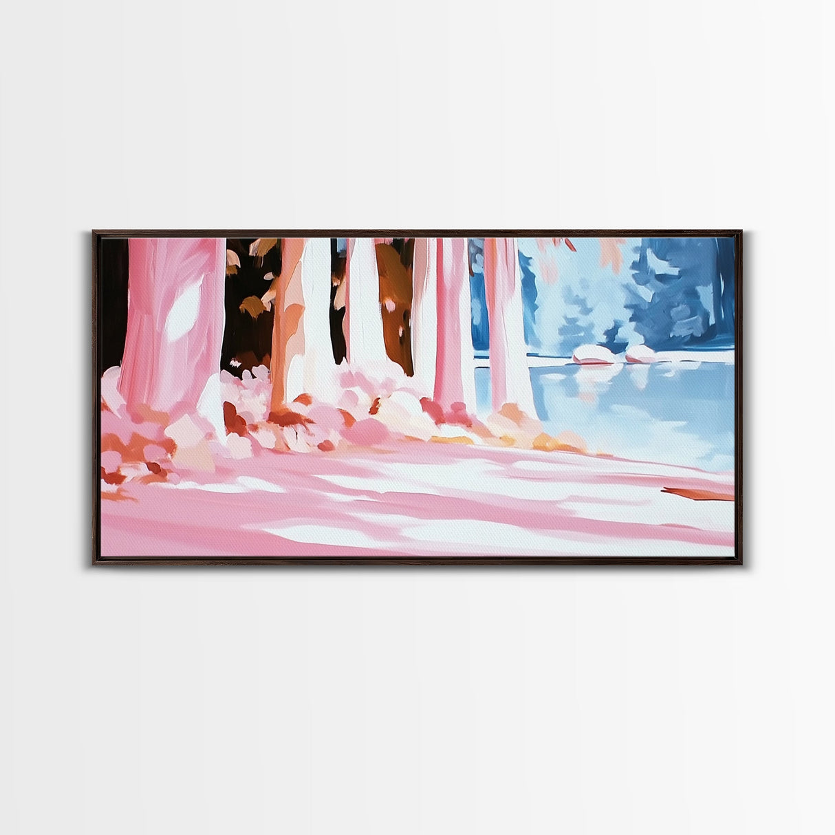 Enchanted Forest, Pastel Landscape, Nature Art, Cozy Home Decor, Woodland Wall Art, Living Room Wall Art, Framed Canvas Print, Autumn Aesthetic