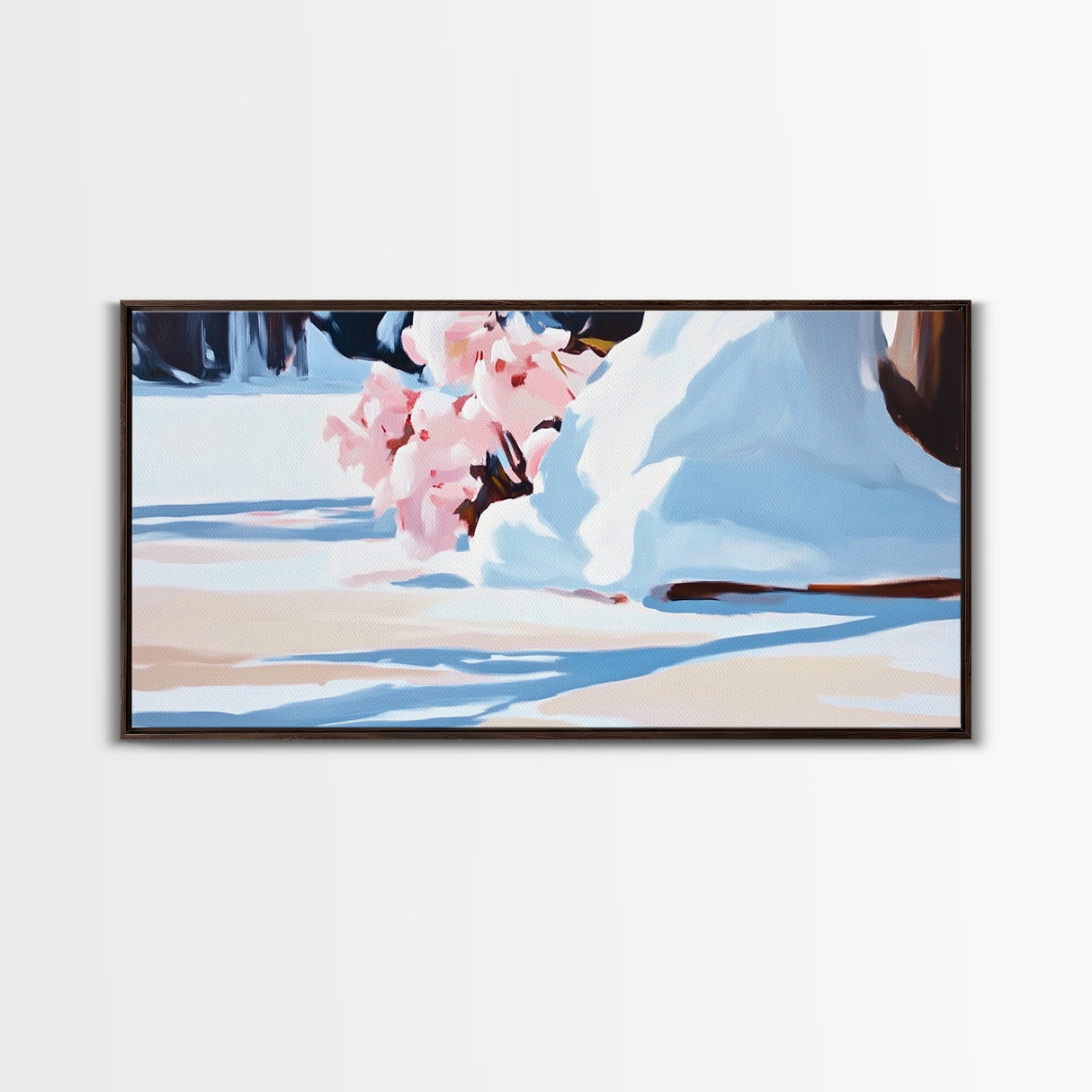 Snow Blossoms, Winter Floral Art, Canvas Print, Christmas Wall Decor, Elegant Wall Art, Nature Inspired Painting, Bedroom Wall Art