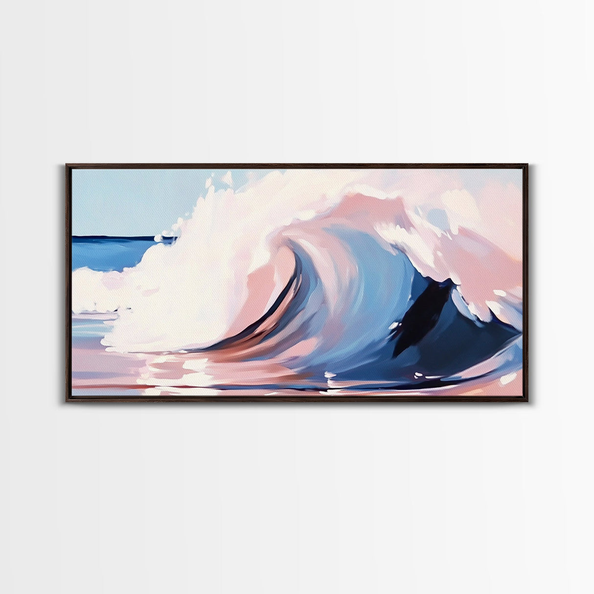 Wave Curl, Ocean Surf, Framed Canvas Print, Coastal Wall Art, Surfer Aesthetic, Beach House Decor, Minimalist Seascape