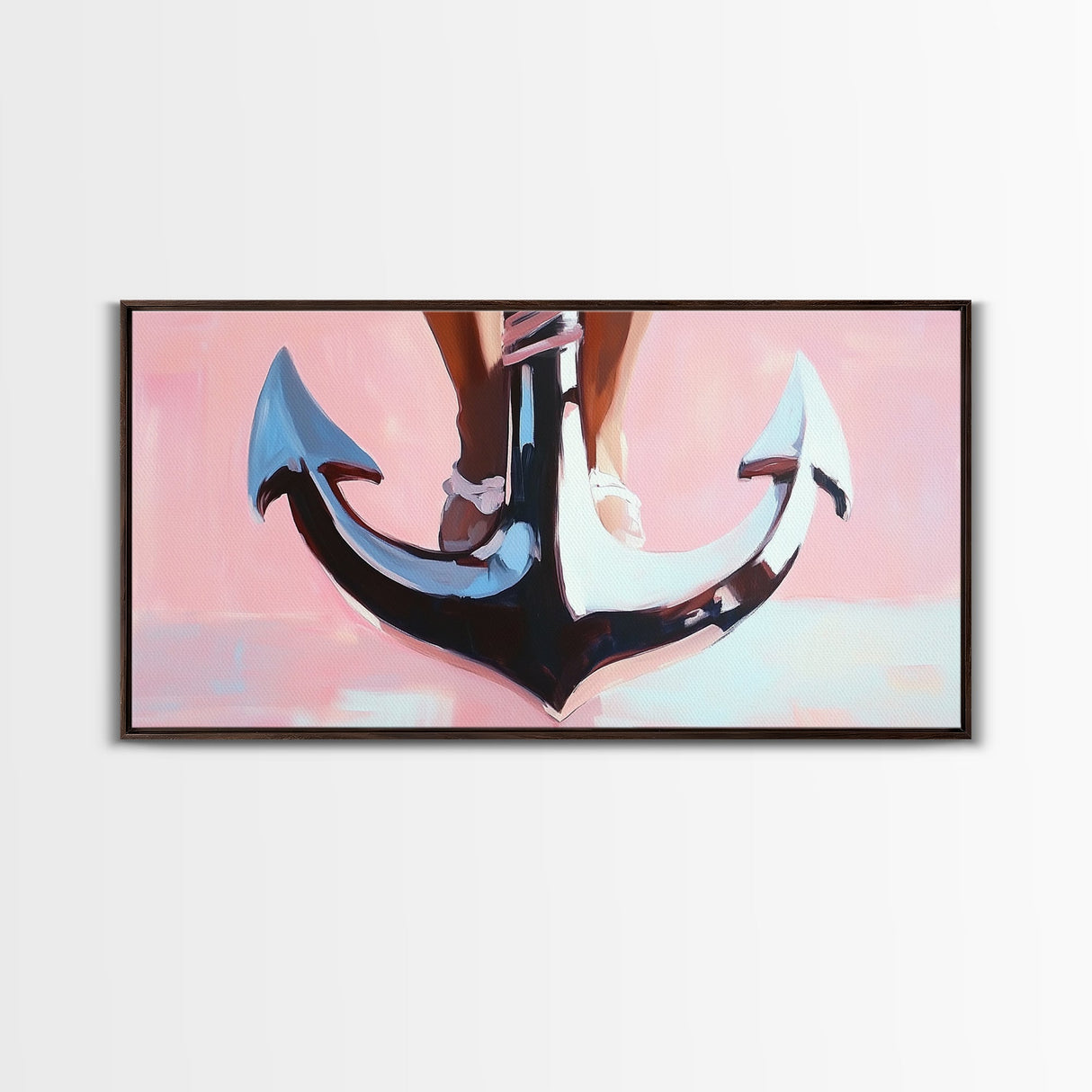 Nautical Anchor, Surreal Maritime, Ocean Aesthetic, Coastal Home Decor, Pink Nautical Art, Living Room Wall Art, Canvas Print
