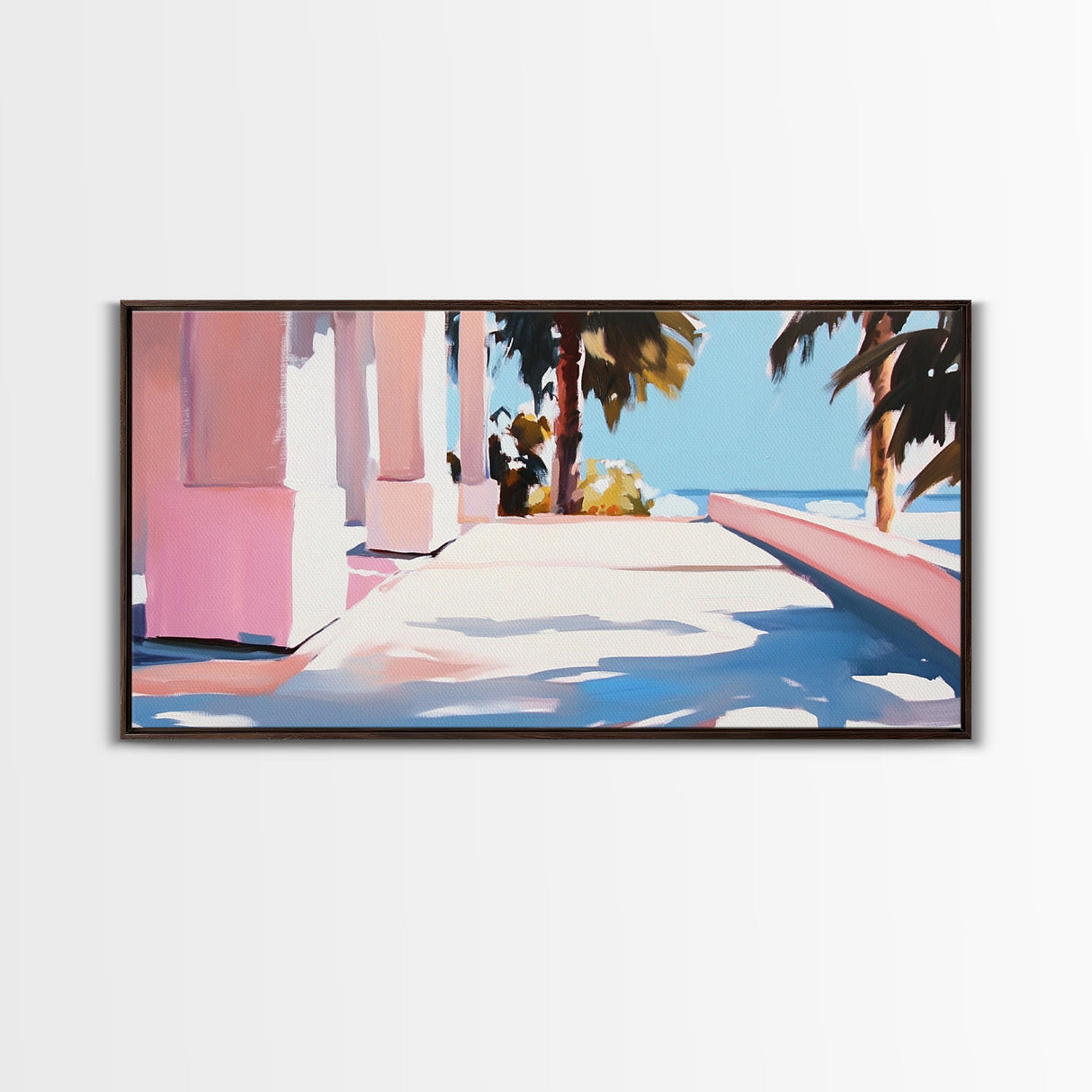 Palm Trees, Ocean View, Coastal Retreat, Canvas Print, Tropical Wall Art, Beach House Decor, Living Room Painting, Modern Minimalist Art