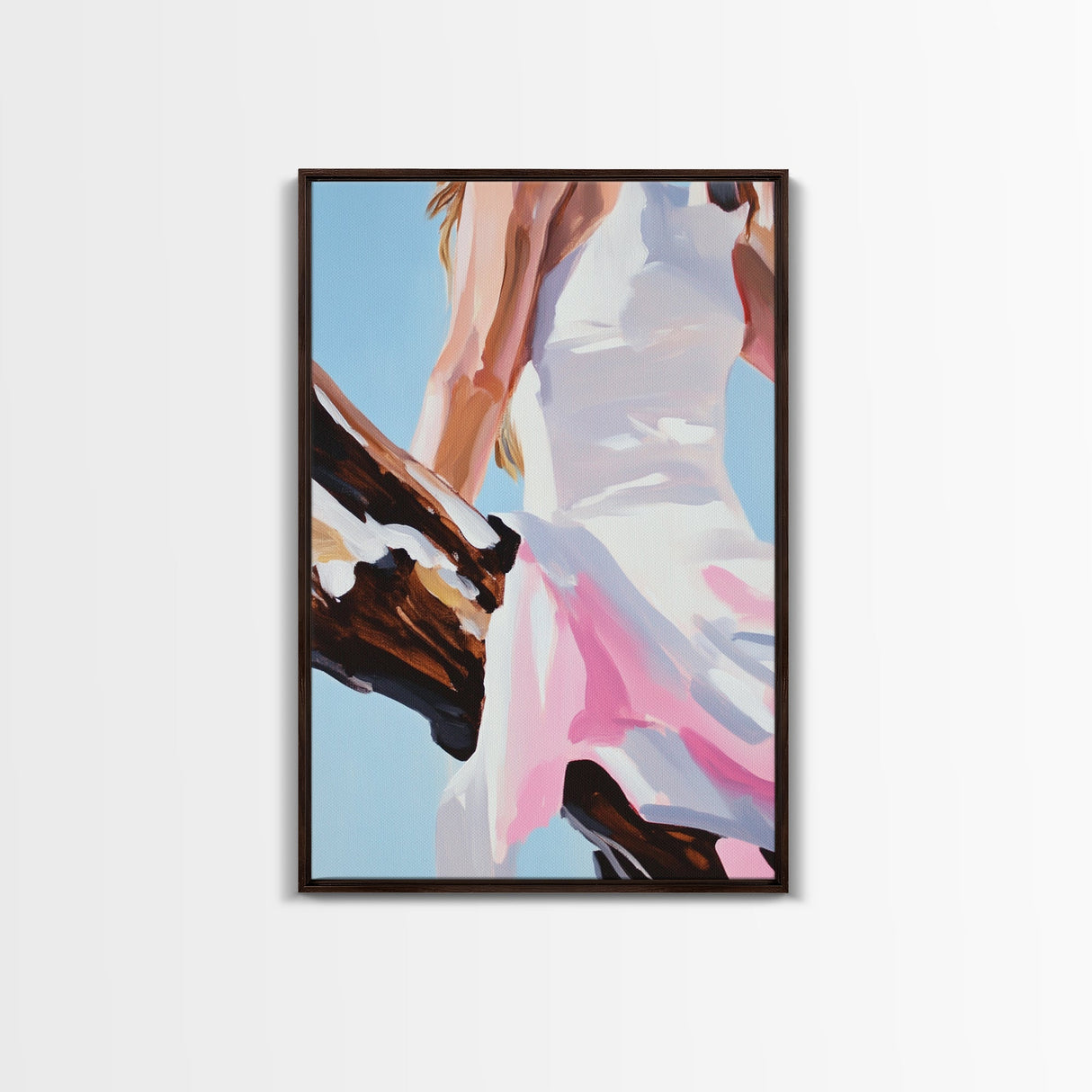 Summer Dress, Breezy Style, Feminine Art, Carefree Vibes, Romantic Aesthetic, Canvas Print, Bedroom Wall Art, Modern Fashion Painting