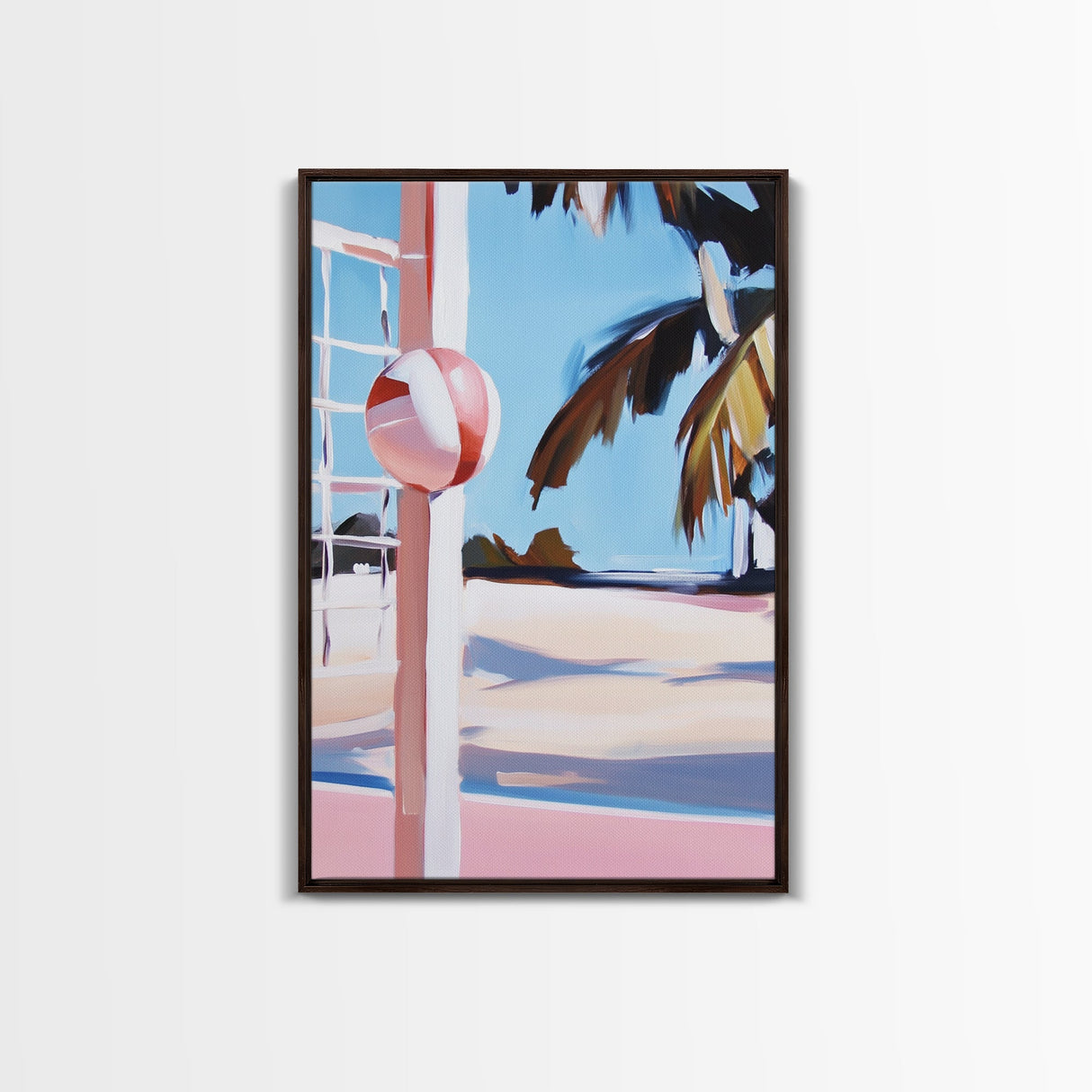 Beach Volleyball, Coastal Fun, Tropical Vibes, Sunset Sport, Canvas Print, Summer Wall Art, Beach House Decor, Relaxed Style