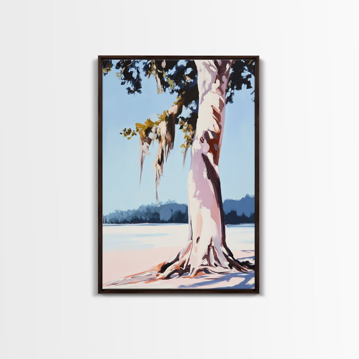 Rustic Tree Painting, Nature Wall Art, Moody Landscape, Framed Canvas Print, Neutral Tones, Boho Art, Living Room Wall Art, Farmhouse Decor