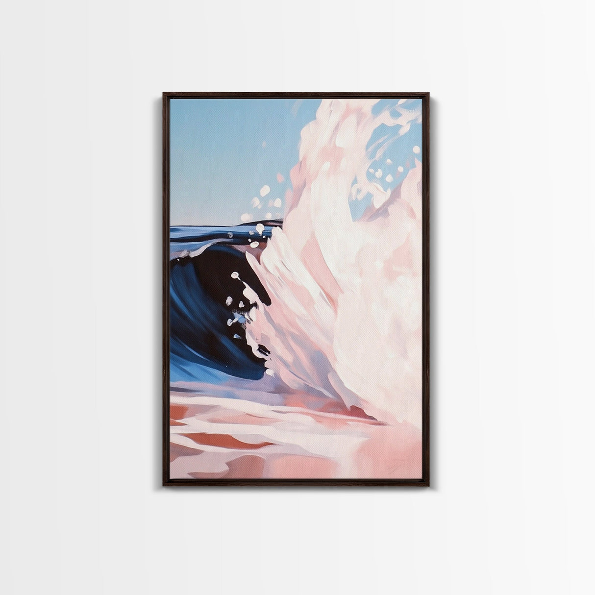 Ocean Wave Painting, Coastal Beach Art, Abstract Water Scene, Framed Canvas Print, Modern Nautical Decor, Living Room Wall Art, Boho Art