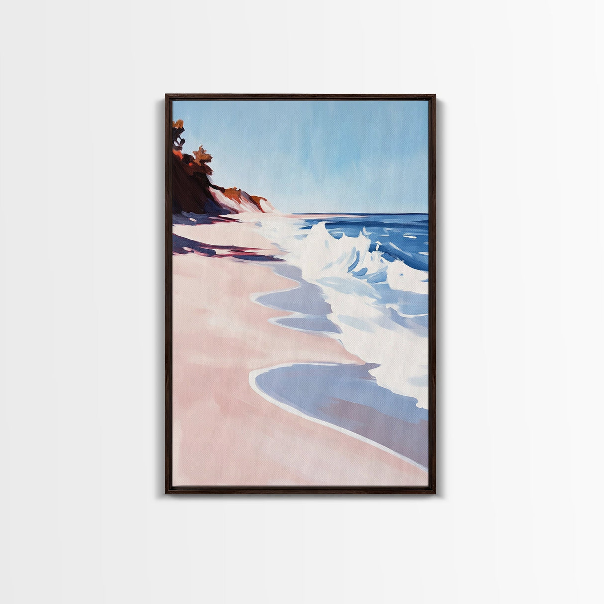 Ocean Waves, Coastal Art, Beach House Print, Nautical Wall Art, Framed Canvas Print, Modern Seascape, Minimalist Decor, Blue Tones