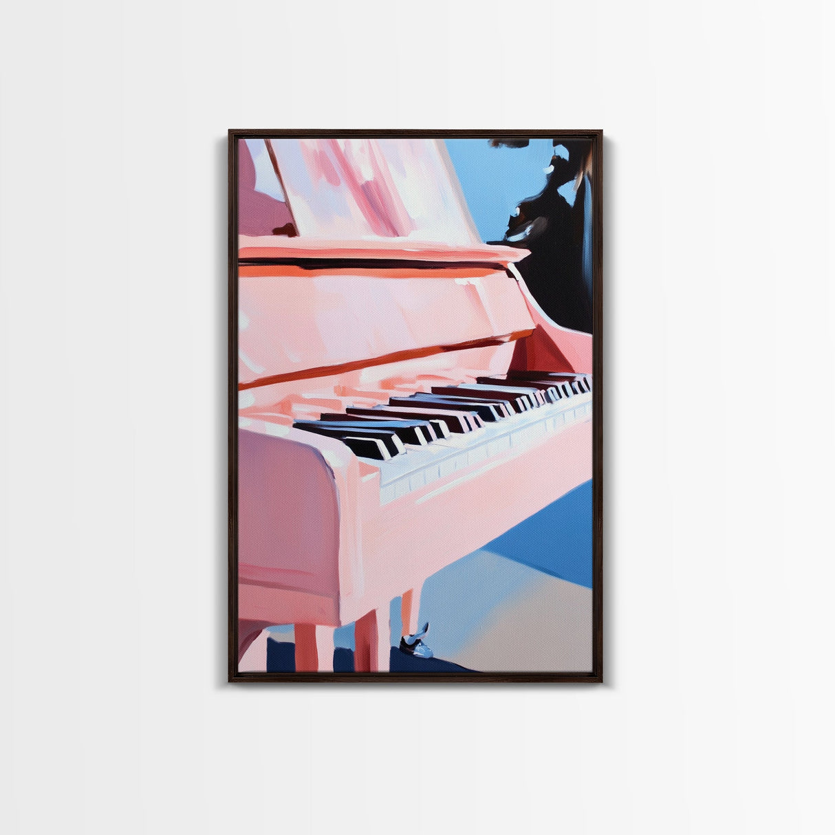 Pink Grand Piano, Elegant Music Art, Artistic Decor, Framed Canvas Print, Minimalist Home Art, Musician Gift, Boho Wall Art