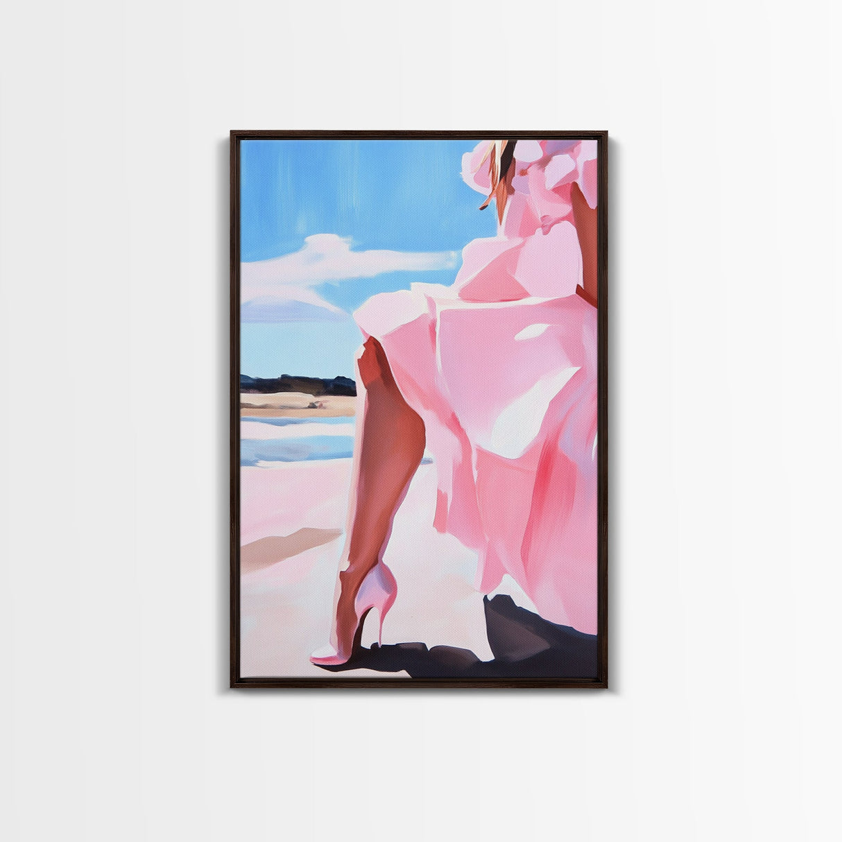 Elegant Dress, Fashion Wall Art, Feminine Aesthetic, Chic Decor, Stylish Woman, Soft Pastels, Modern Minimalist, Canvas Print