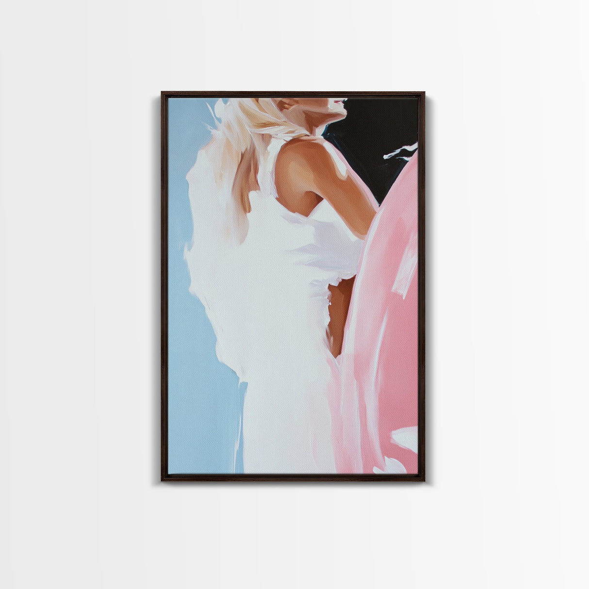 Woman Surfer, Tropical Beach Art, Framed Canvas Print, Boho Summer Decor, Ocean Painting, Modern Surf Artwork, Coastal Aesthetic