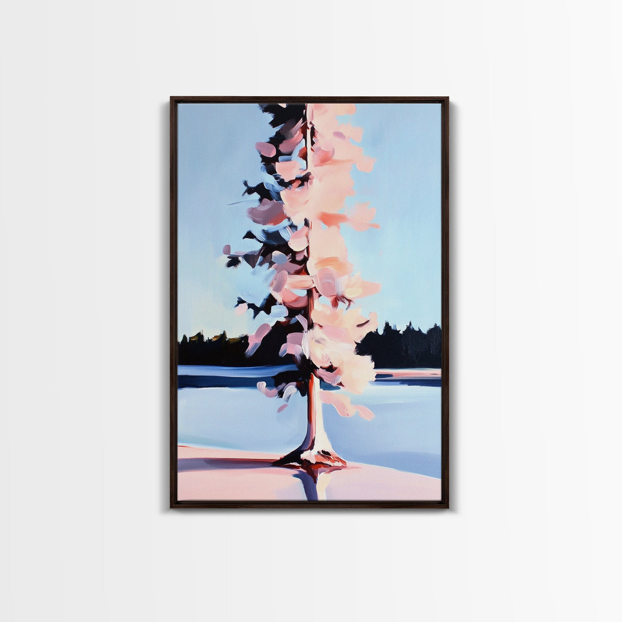 Winter Tree, Snowy Landscape, Serene Nature Scene, Scandinavian Minimalist, Peaceful Wall Art, Canvas Print, Framed Canvas Print