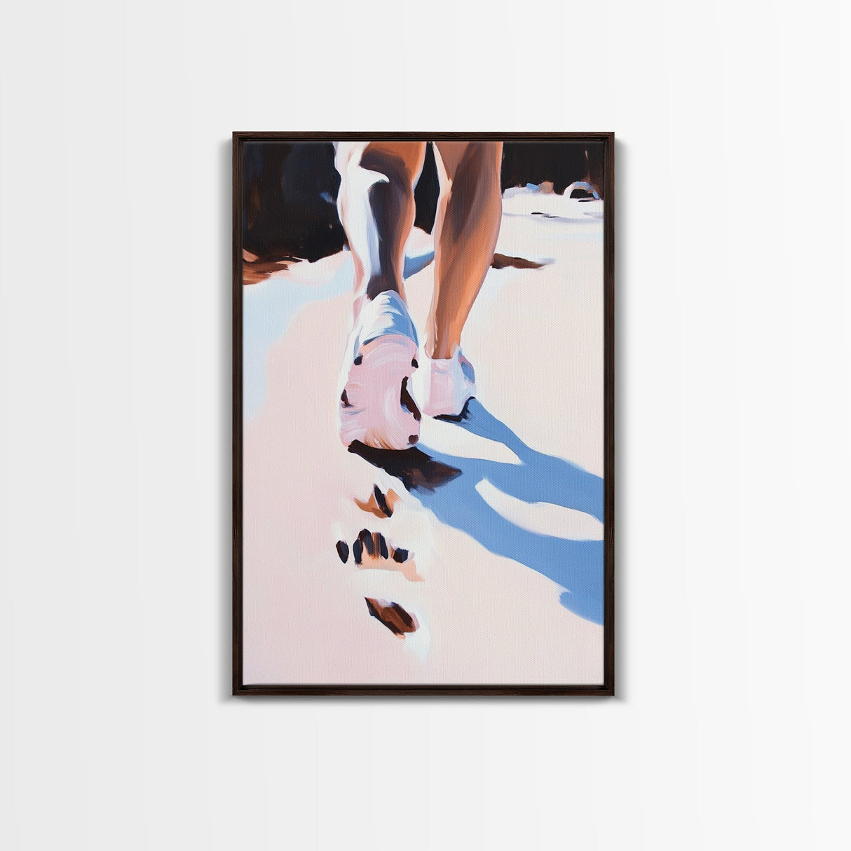 Walking on Sand, Beach Footsteps Art, Ocean Shoreline Print, Minimalist Home Decor, Framed Canvas Print, Modern Coastal Wall Art