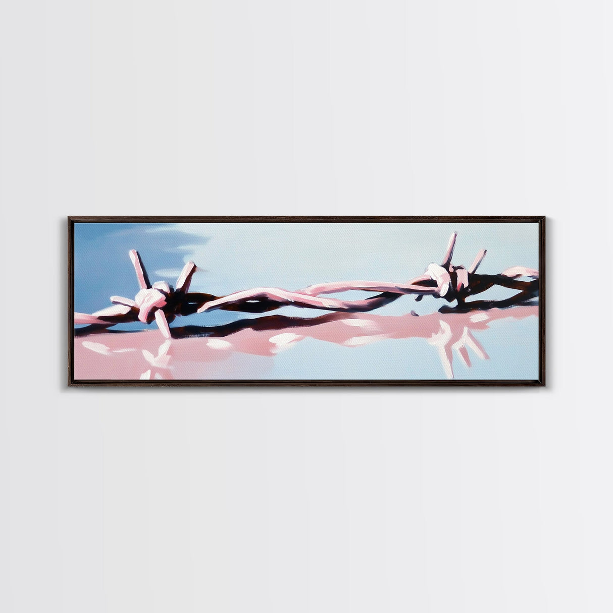 Barbed Wire, Abstract Fence, Rustic Wall Art, Framed Canvas Print, Minimalist Country Decor, Industrial Farmhouse, Western Artwork