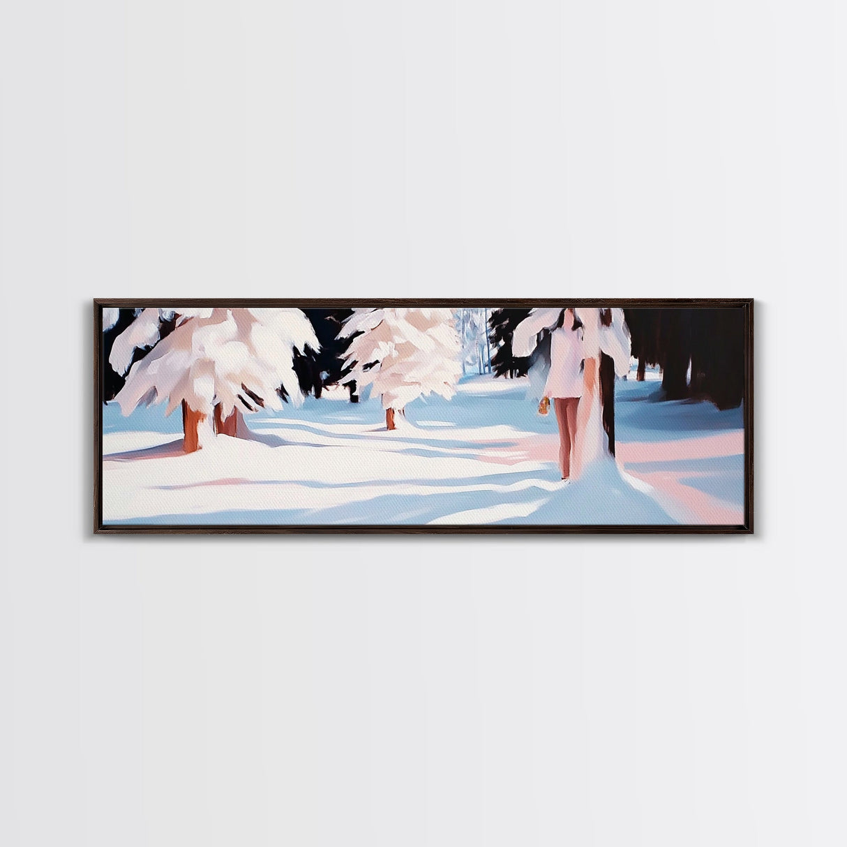 Snowy Forest, Winter Scene, Tranquil Beauty, Framed Canvas Print, Cozy Wall Art, Christmas Home Decor, Minimalist Winter Artwork