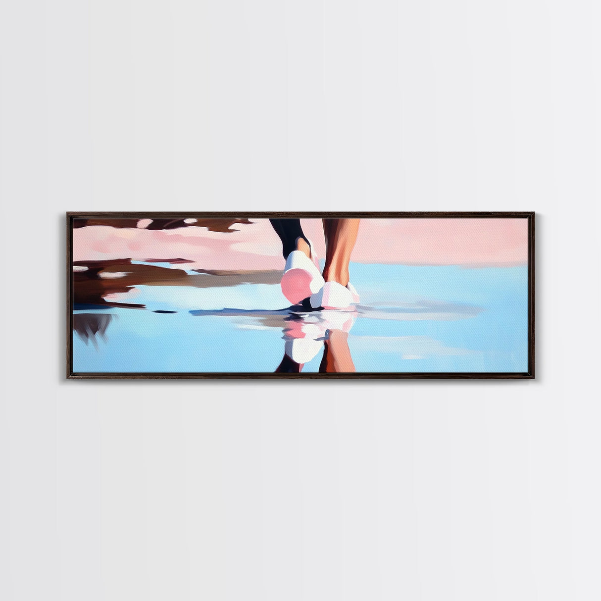 Water Walk, Reflection Art, Modern Coastal, Canvas Print, Beach Aesthetic Wall Art, Minimalist Water Painting, Soft Pastel Seaside Art
