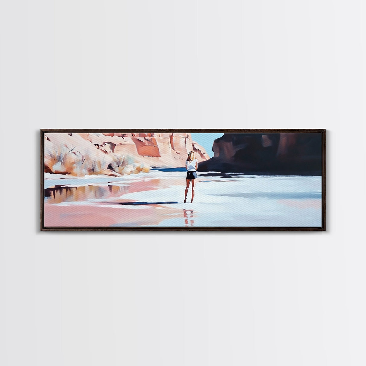 Desert River Scene, Canyon Artwork, Earthy Tones, Southwest Landscape, Minimalist Home Decor, Living Room Print, Canvas Print