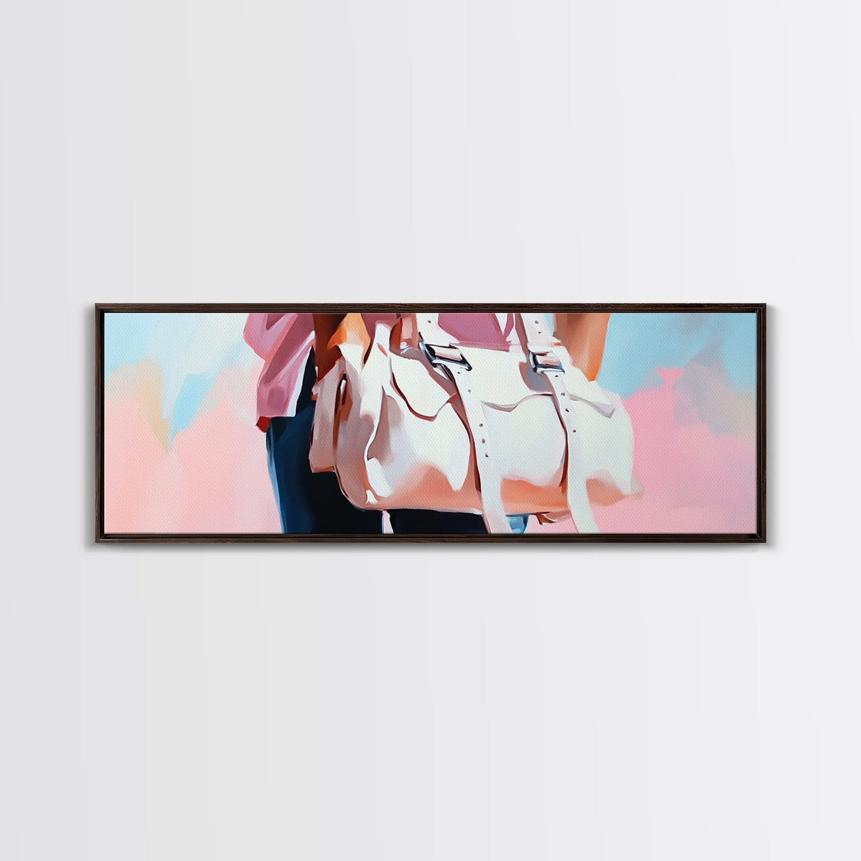 Pink Handbag, Fashion Wall Art, Feminine Aesthetic, Chic Decor, Framed Canvas Print, Modern Bedroom Art, Minimalist Artwork