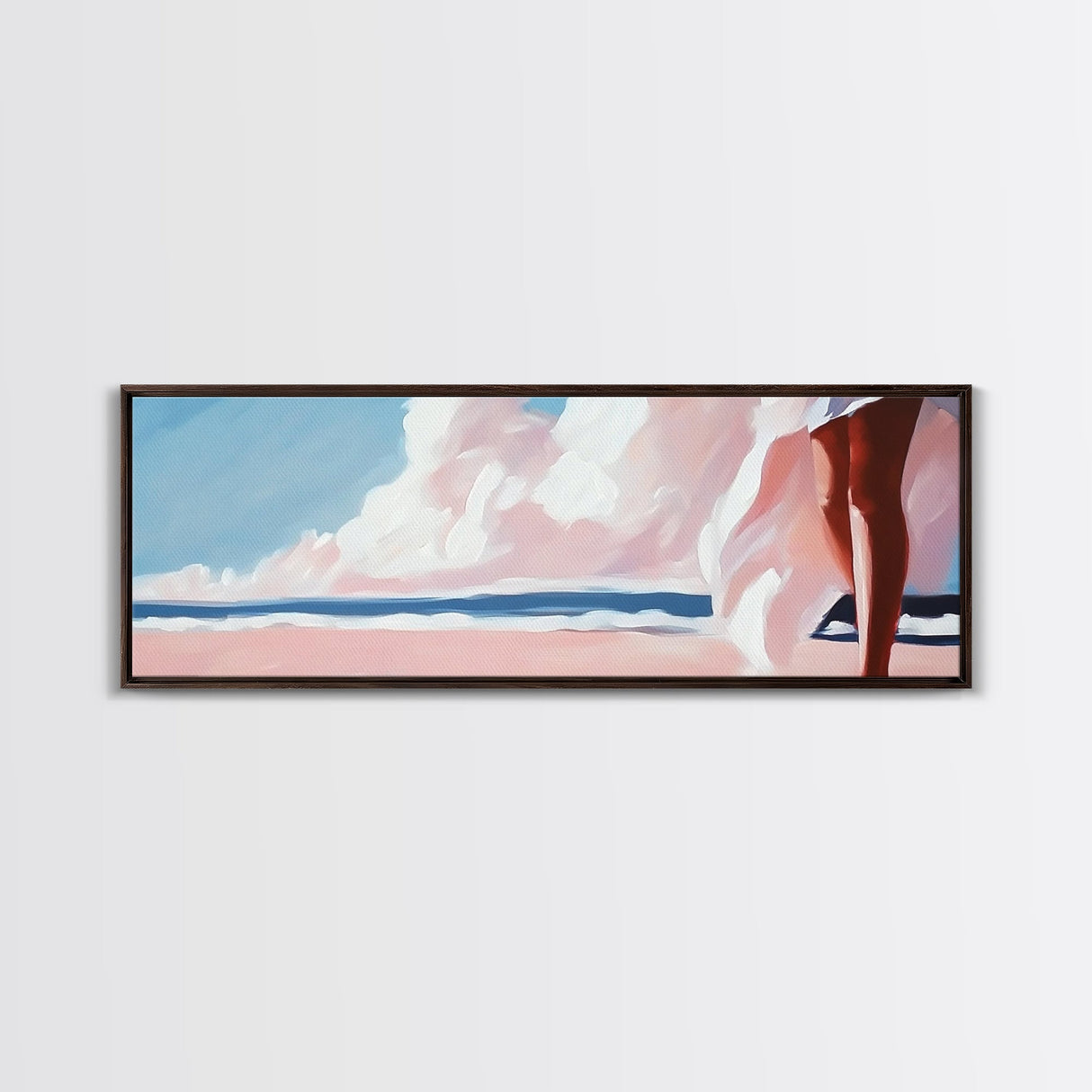 Sunset Glow, Pastel Sky, Tranquil Ocean, Soft Horizon, Canvas Print, Dreamy Beach Scene, Boho Aesthetic, Living Room Wall Art