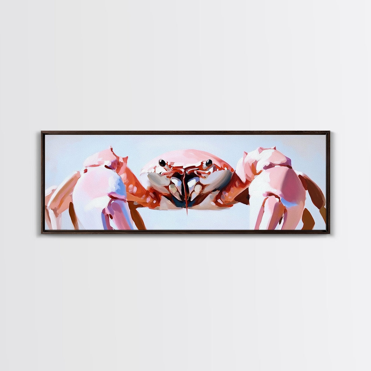 Pink Crab, Coastal Marine Art, Beach House Wall Decor, Framed Canvas Print, Nautical Aesthetic, Ocean Wildlife, Kitchen Wall Art