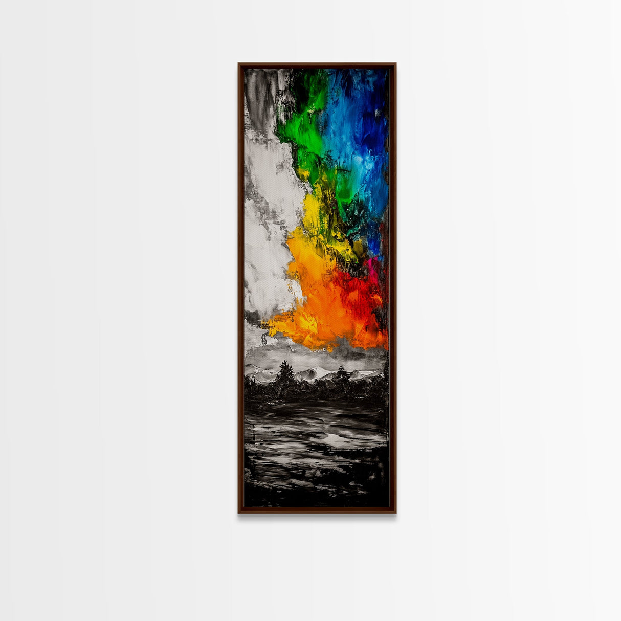 Color Explosion, Abstract Nature, Mountain Glow, Canvas Print, Vibrant Wall Art, Modern Painting, Bold Home Decor, Statement Piece