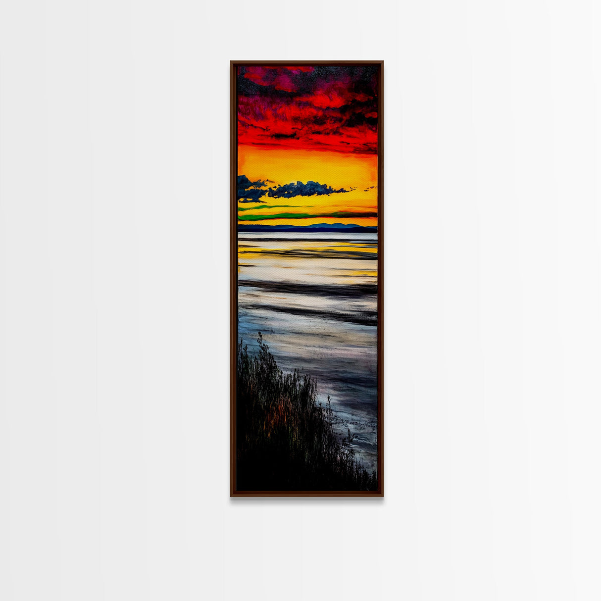 Vibrant Sunset, Coastal Scene, Ocean View, Canvas Print, Beach House Wall Art, Warm Tones, Living Room Decor, Abstract Nature Art