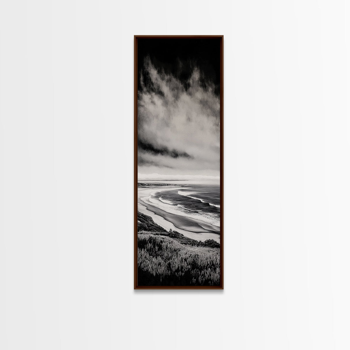 Monochrome Beach, Minimalist Seascape, Black And White Photography, Coastal Wall Art, Tranquil Shoreline, Modern Decor, Canvas Print