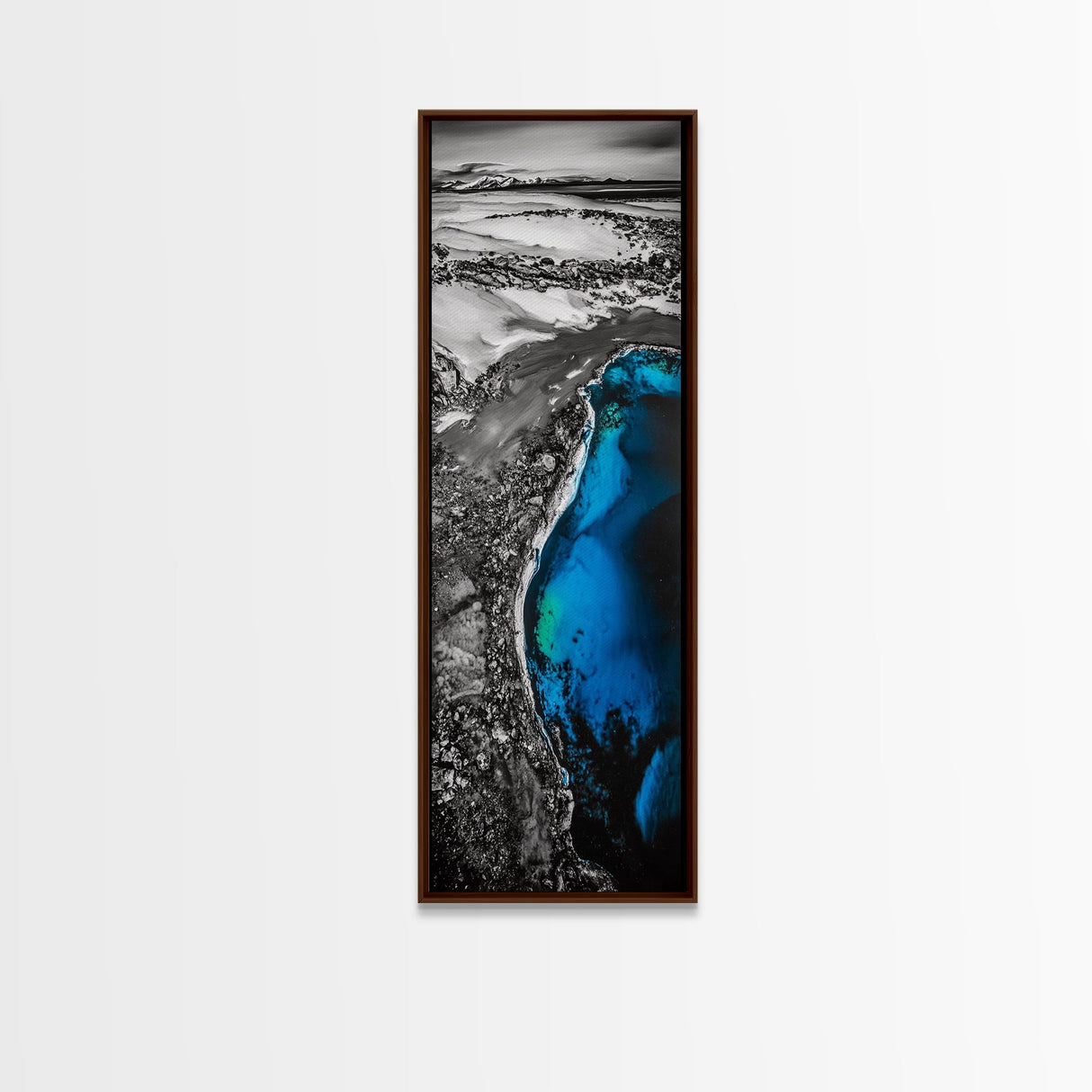 Glacier Lagoon, Arctic Blue Water, Winter Landscape, Iceberg Nature Art, Monochrome Minimalist, Bedroom Wall Art, Canvas Print