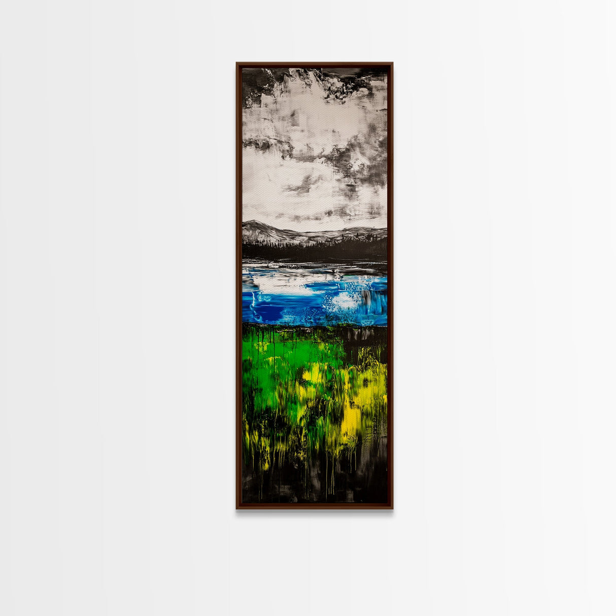 Mountain Reflections, Blue Green Abstract, Scenic Nature Art, Bold Landscape, Modern Home Aesthetic, Office Wall Decor, Canvas Print
