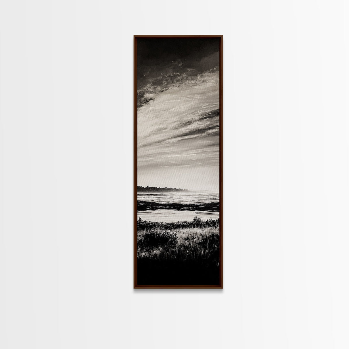 Black White, Seascape Art, Coastal Print, Framed Canvas Print, Monochrome Wall Art, Beach House Decor, Large Art, Living Room Artwork