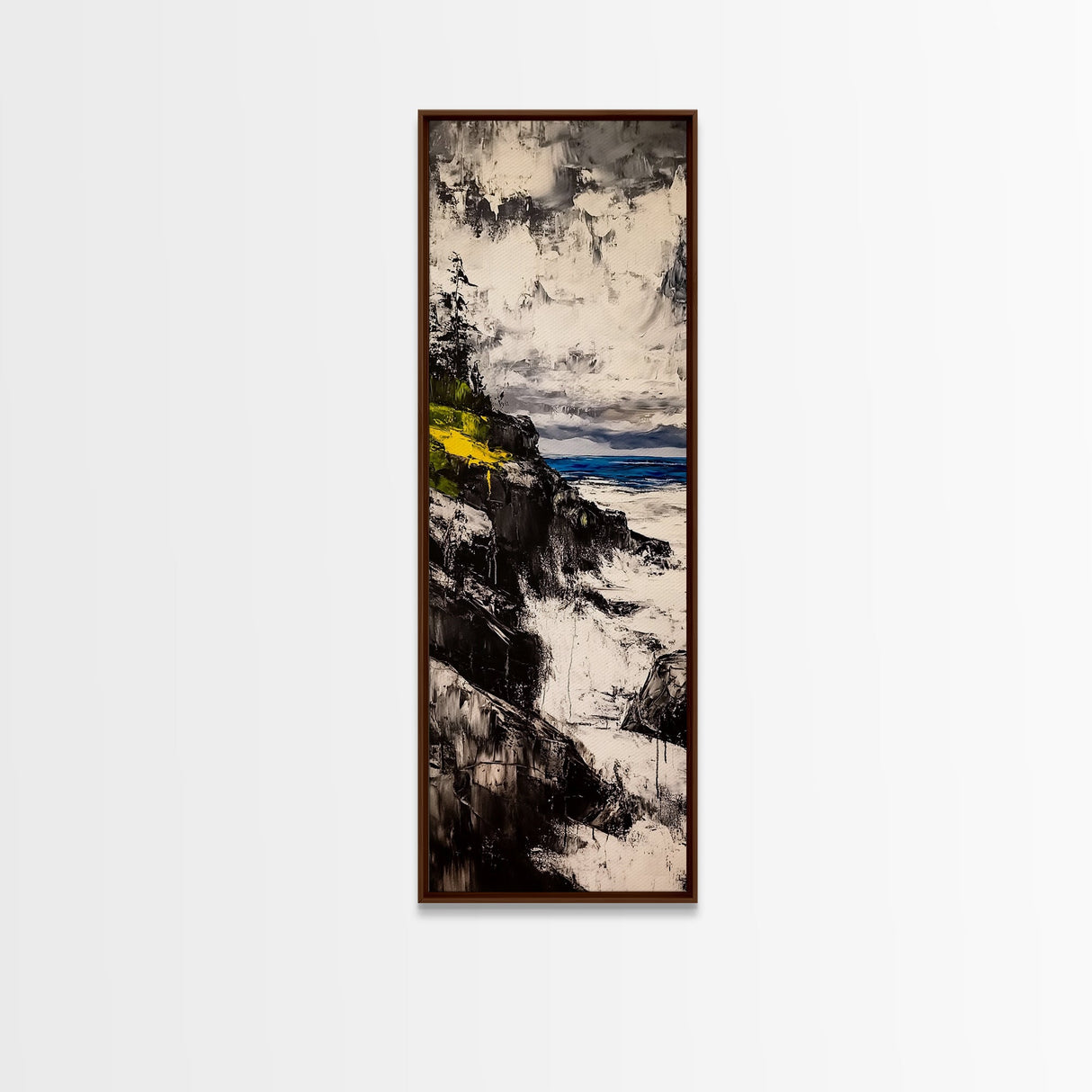 Coastal Cliff, Ocean Waves, Moody Seascape, Nautical Wall Art, Canvas Print, Beach House Decor, Modern Landscape, Living Room Art