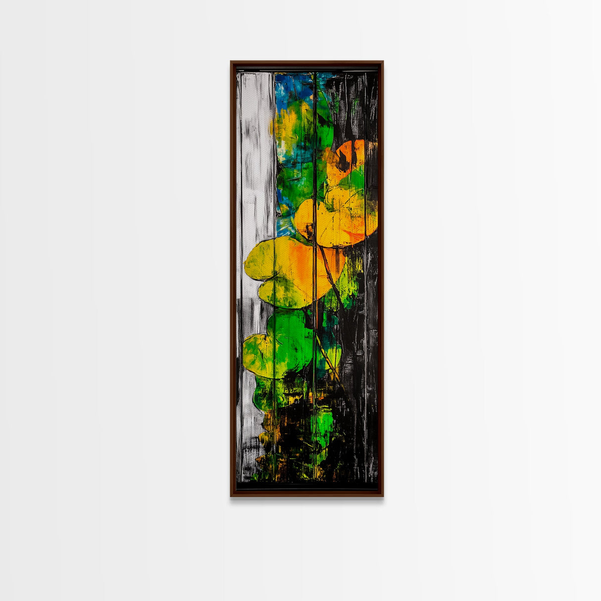 Abstract Lily Pads, Vibrant Nature Art, Colorful Botanical Wall Decor, Canvas Print, Modern Home Art, Green and Yellow Painting