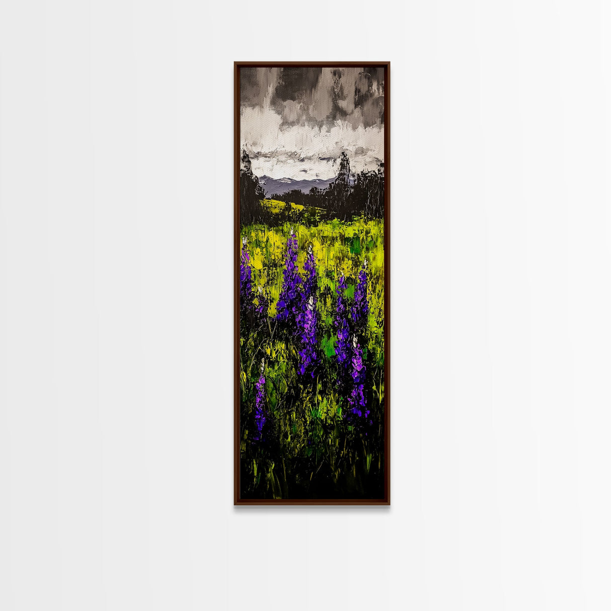 Purple Wildflowers, Impressionist Landscape, Vibrant Nature Art, Country Home Decor, Framed Canvas Print, Bedroom Wall Art, Floral Artwork