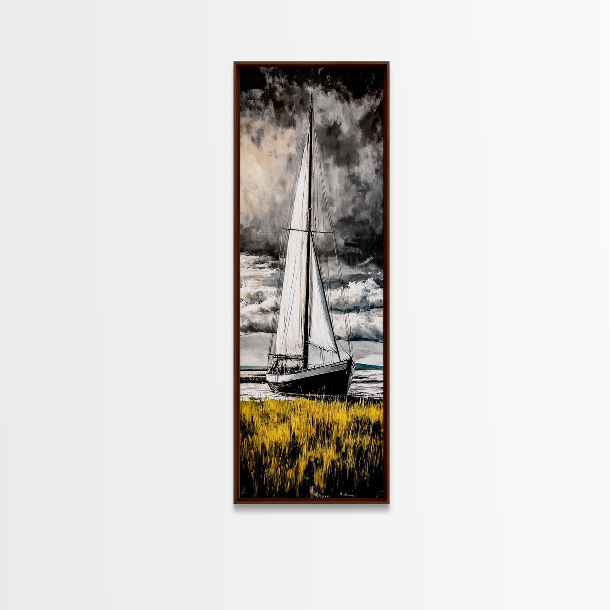 Sailing Boat, Nautical Art, Coastal Decor, Ocean Painting, Framed Canvas Print, Beach House Wall Art, Maritime Theme, Rustic Ocean Artwork