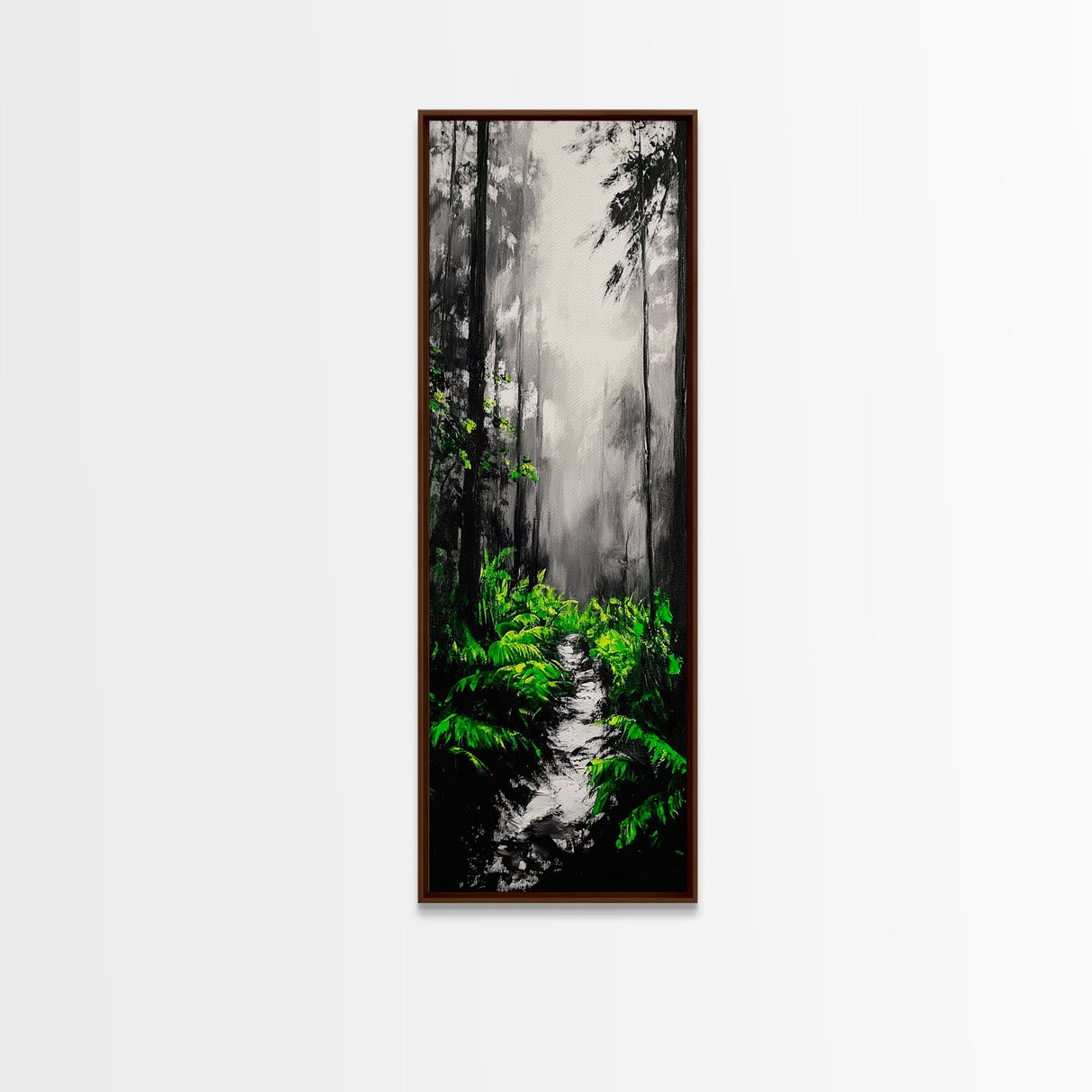 Misty Forest, Green Ferns, Moody Nature, Dark Aesthetic, Wall Decor, Canvas Print, Living Room Art, Modern Minimalist Artwork