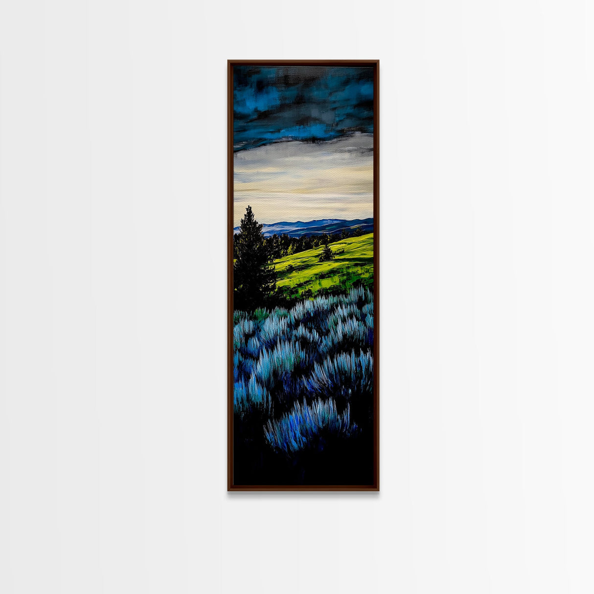 Rolling Hills, Blue and Green Landscape Art, Farmhouse Wall Decor, Modern Countryside Painting, Living Room or Office Art, Canvas Print