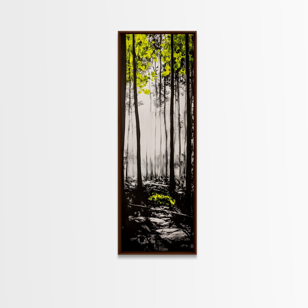 Misty Forest, Yellow Leaves, Autumn Woods, Framed Canvas Print, Nature Wall Art, Modern Home Decor, Minimalist Landscape, Fall Art